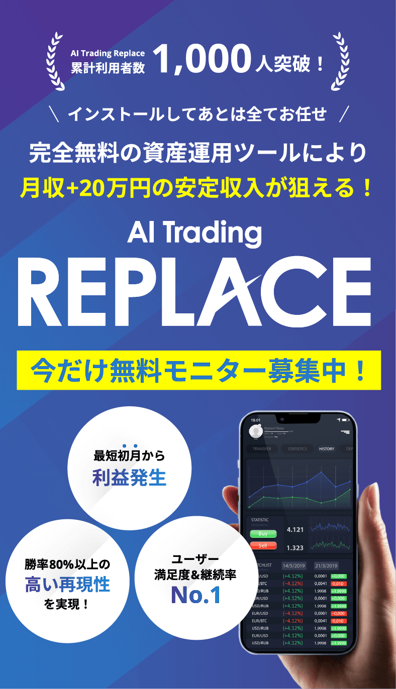 Al Trading REPLACE 今だけ無料モニター募集中！