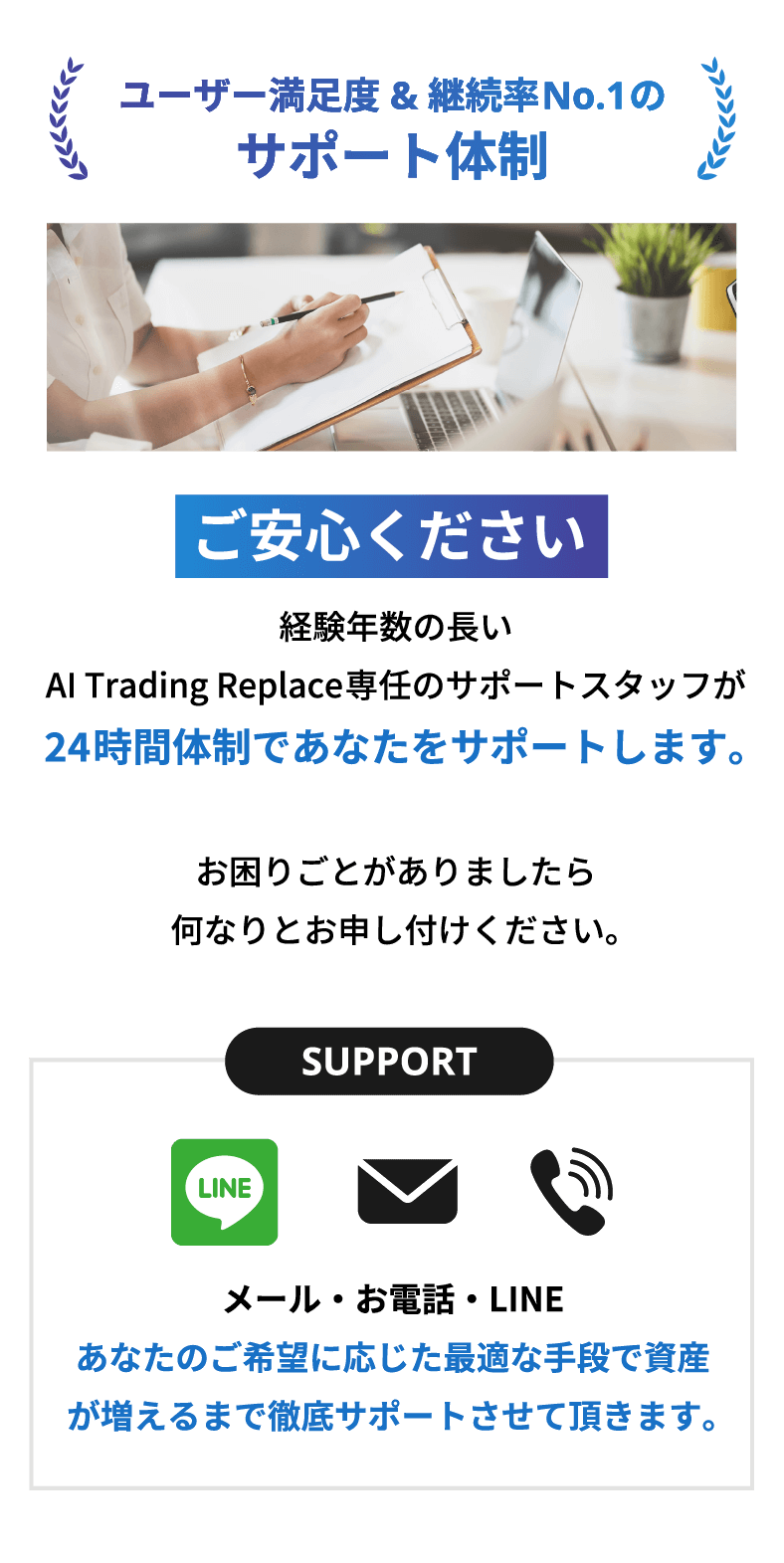 ユーザー満足度&継続率No.1のサポート体制